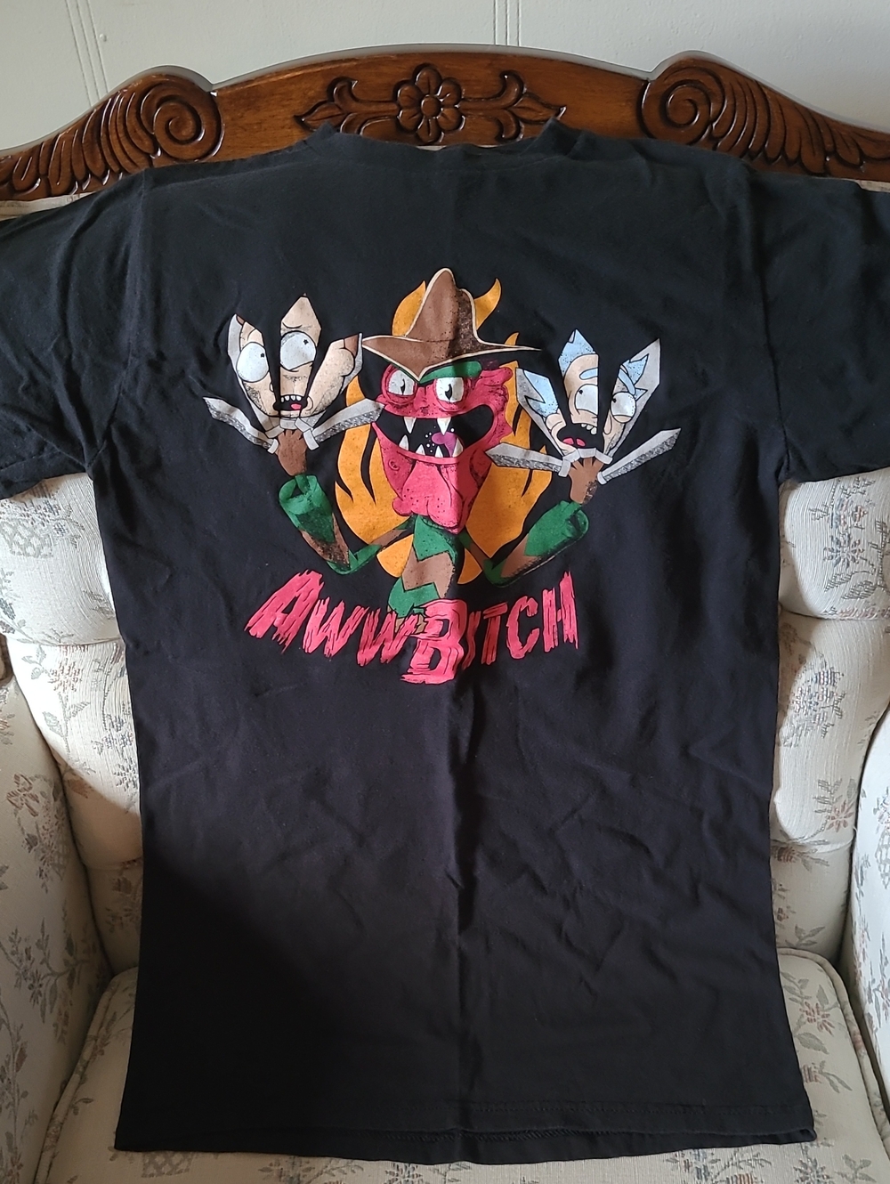 Black Rick & Morty Graphic Men’s T-Shirt with Colorful Cartoon Design